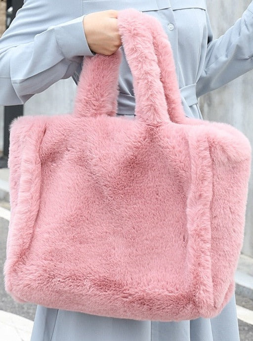 Faux Fur Fluffy Soft Plush Shopper Bag