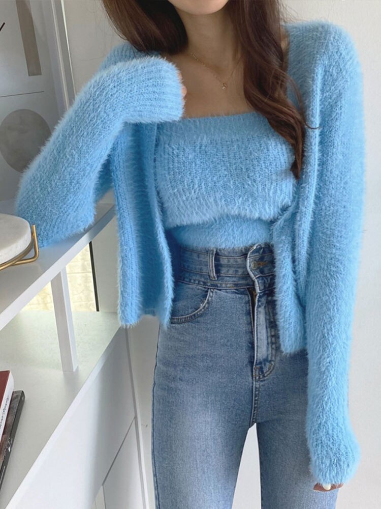 Lazy Wind Sweater Cardigan Set