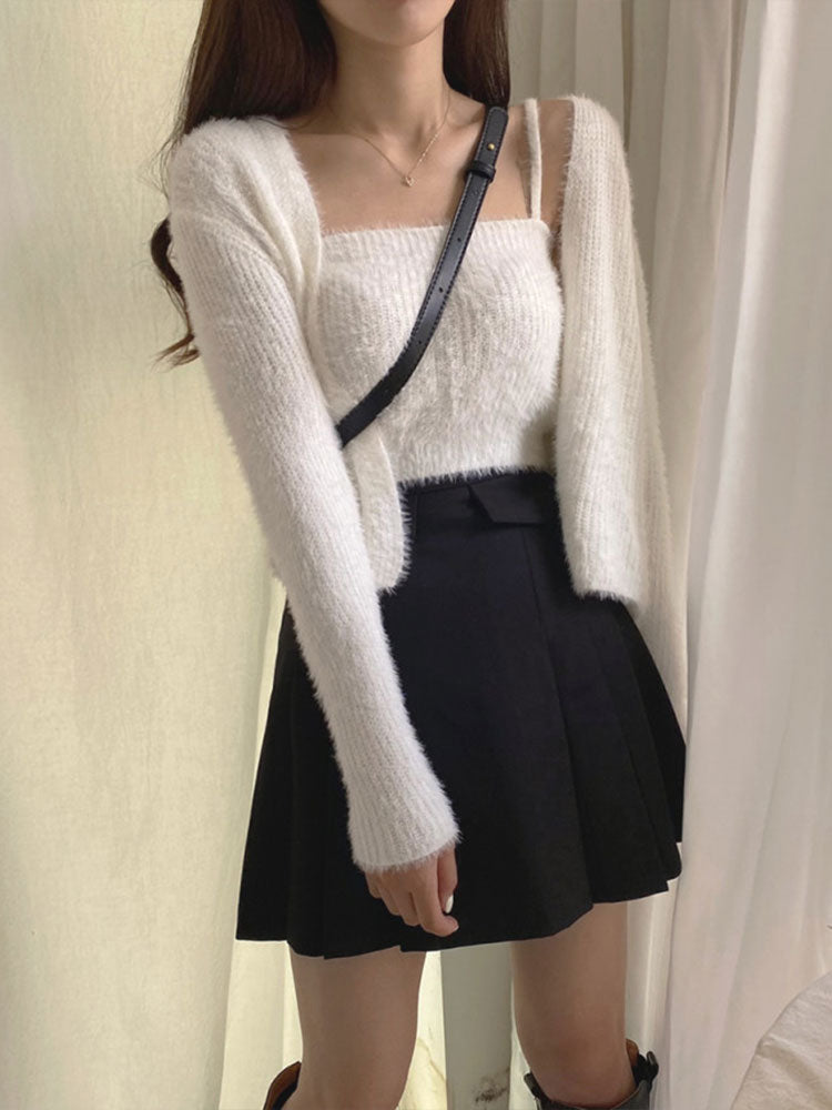 Lazy Wind Sweater Cardigan Set