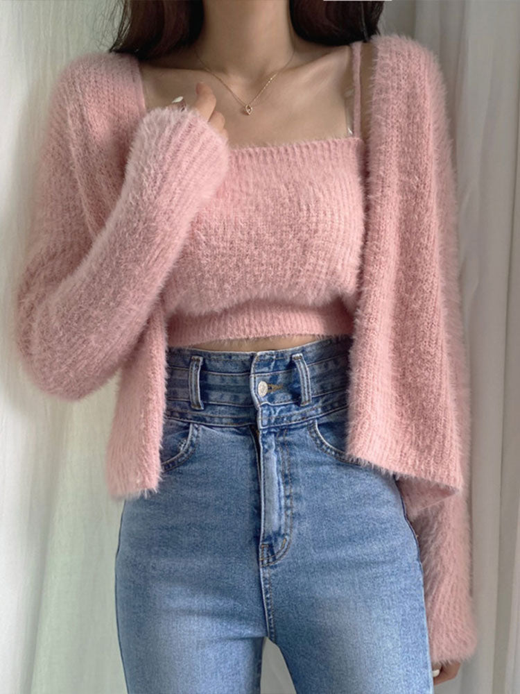 Lazy Wind Sweater Cardigan Set