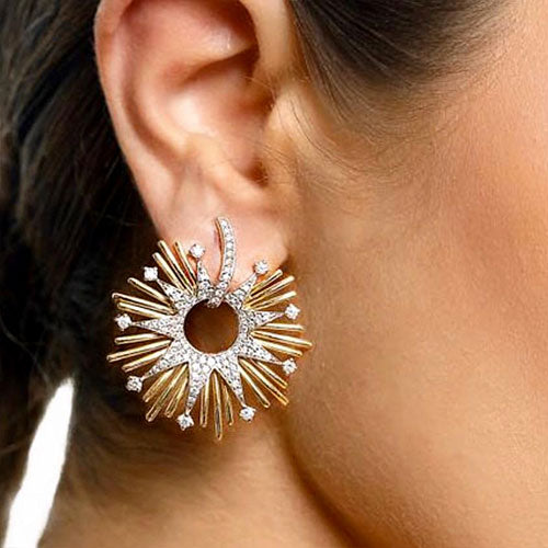 Fireworks Flower Full Micro Paved Crystal Zircon Drop Earring