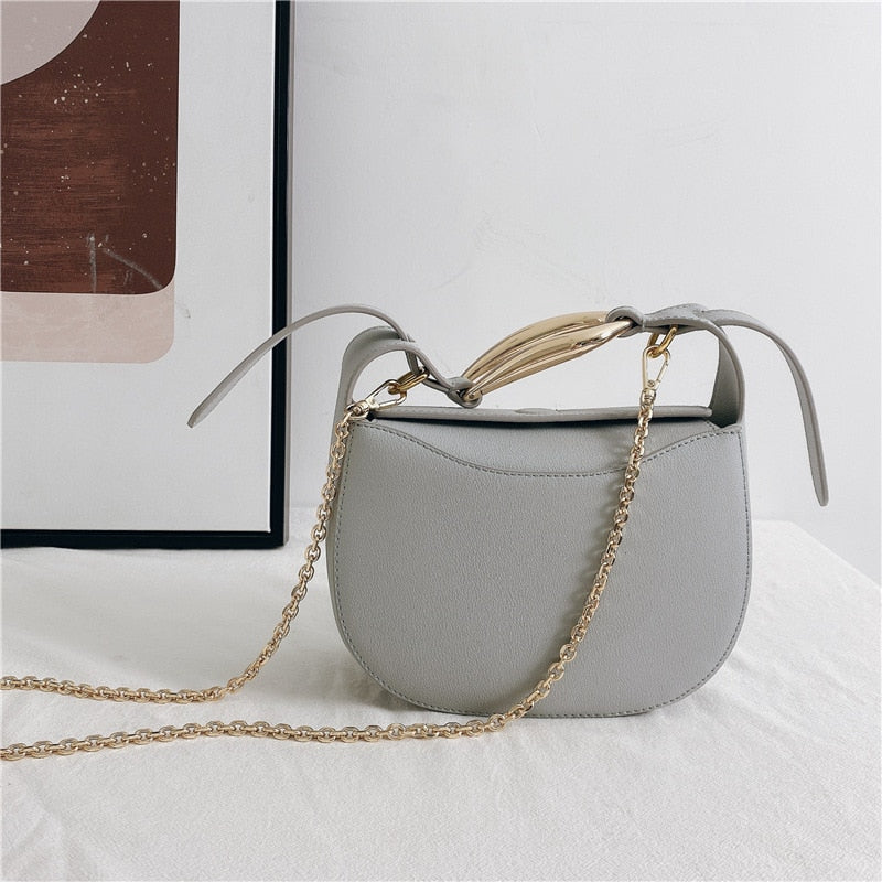 Apple Shape Genuine Leather Chains Crossbody Bag