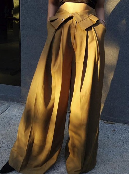 Ruffle High Waist Wide Leg Maxi Pants