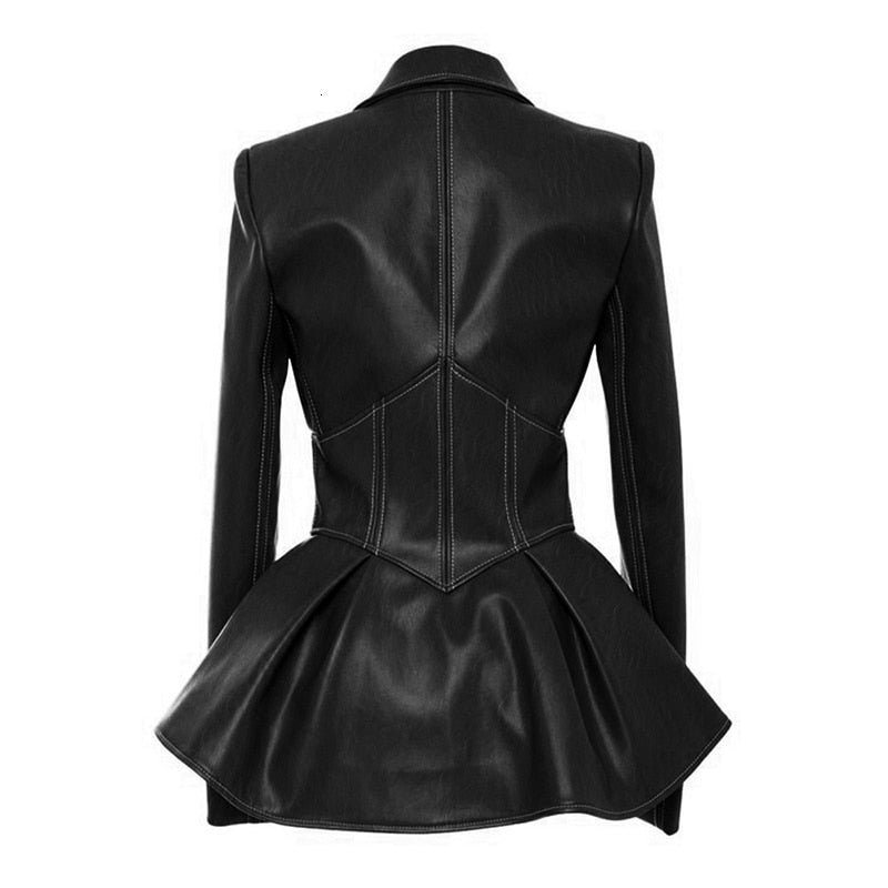 Dressy PU Leather Patchwork Zipper Jacket