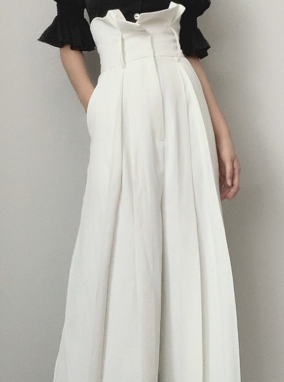 Ruffle High Waist Wide Leg Maxi Pants