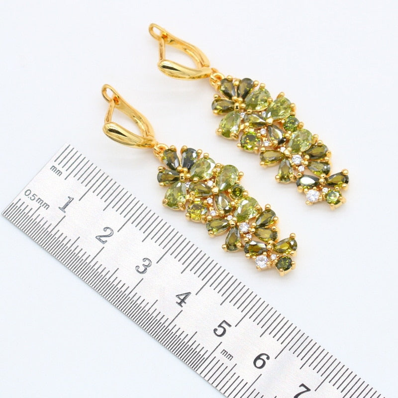 Green Peridot Gold Plated Jewelry Sets