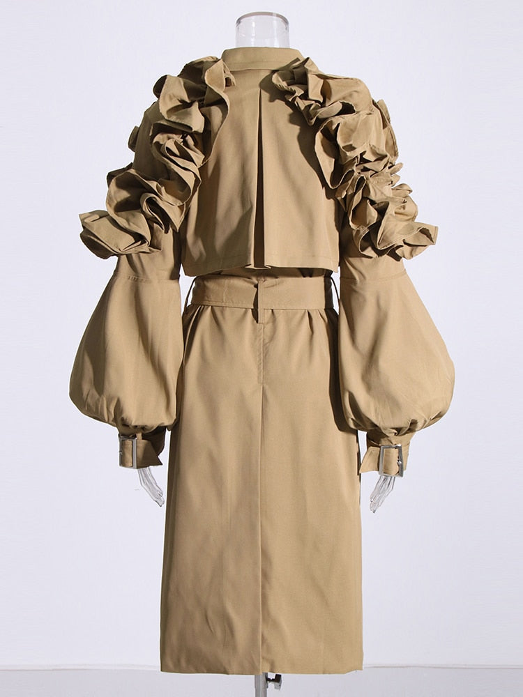 Classy England Frill Trim Trench Coats