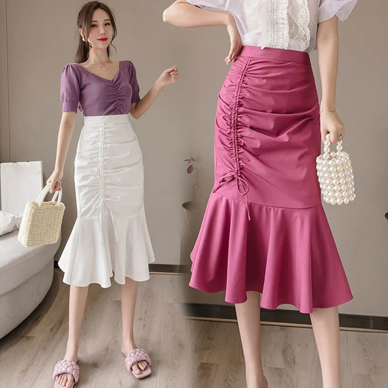 Asymmetrical High-waisted Ruffles Long Mermaid Skirt