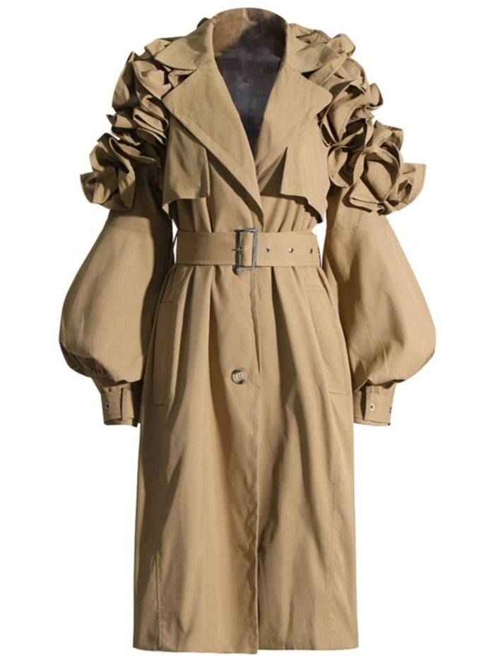 Classy England Frill Trim Trench Coats