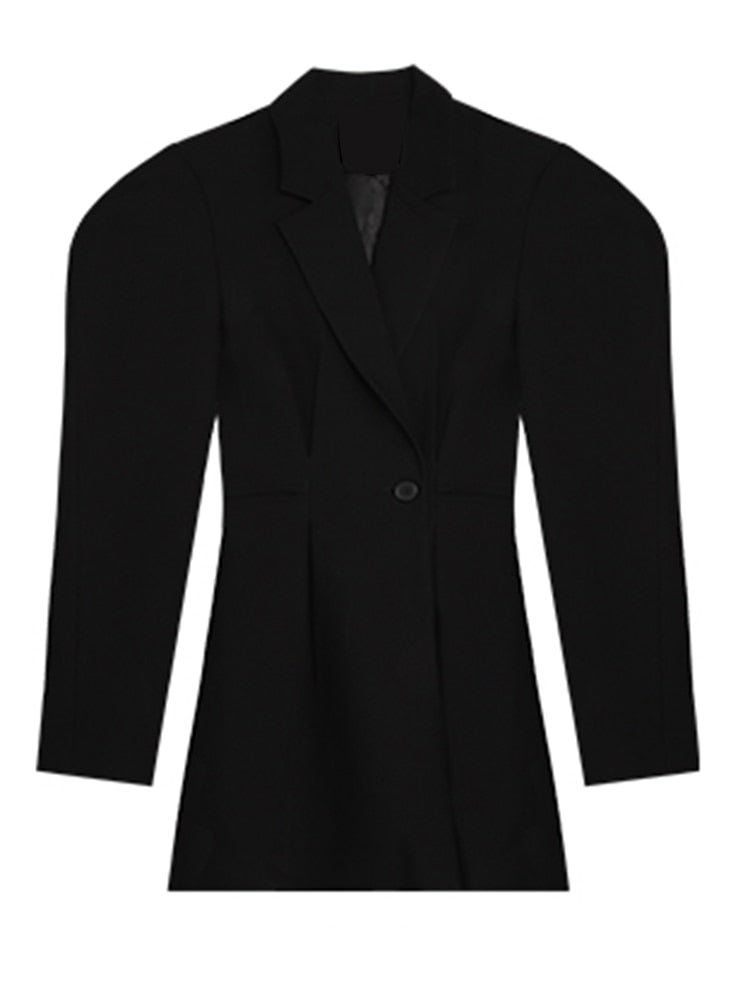 Notched Collar Solid Minimalist Blazers