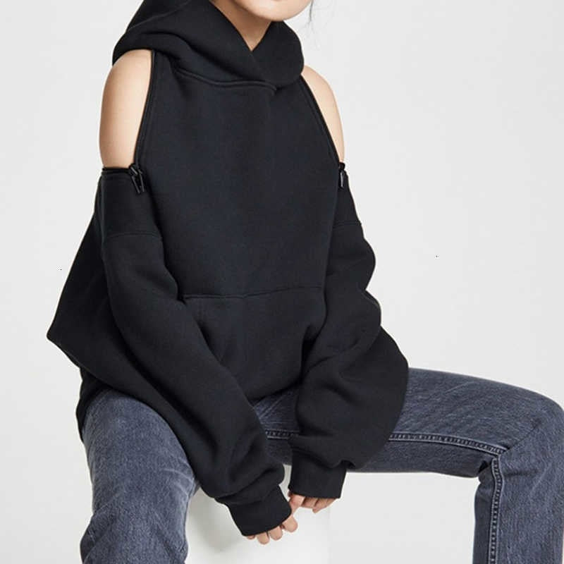 Zip 2 Ways Wear Sweatshirts Backless Off Shoulder Hoodies