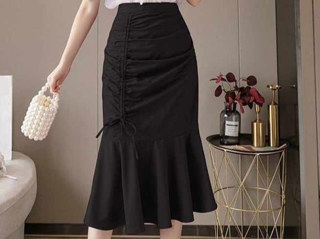 Asymmetrical High-waisted Ruffles Long Mermaid Skirt