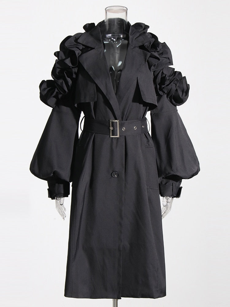 Classy England Frill Trim Trench Coats